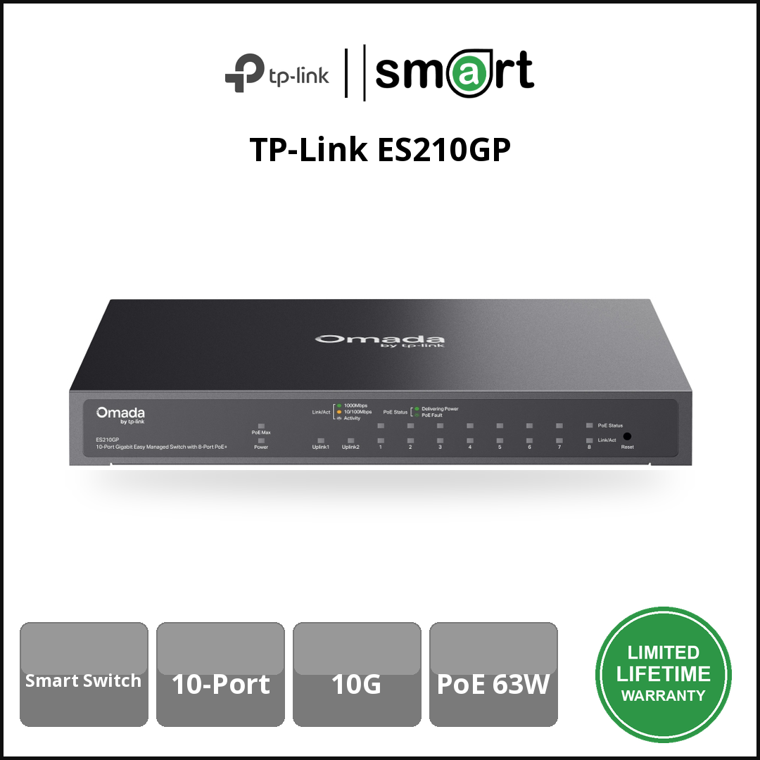 TP-Link ES210GP - ES210GP Switch 10Port Gb EasyManaged 63W