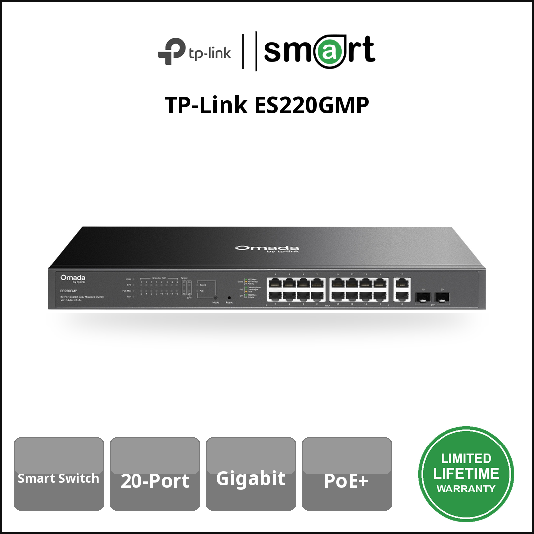 TP-Link ES220GMP - ES220GMP Switch 20 Port Gb EasyManaged