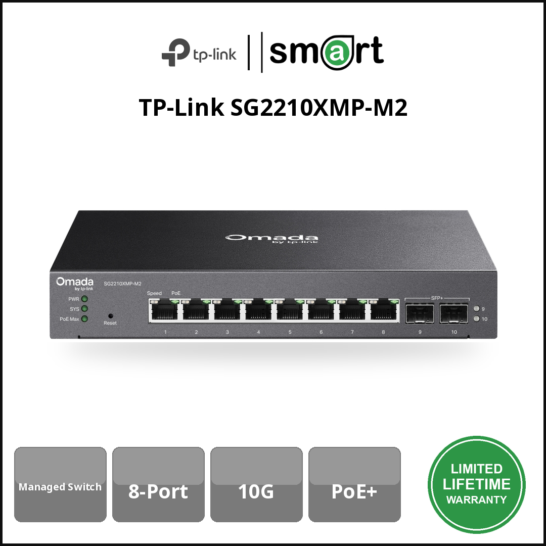 TP-Link SG2210XMP-M2 - 8Port 2.5G PoE+ ,2 10Gb SFP+ManageSW
