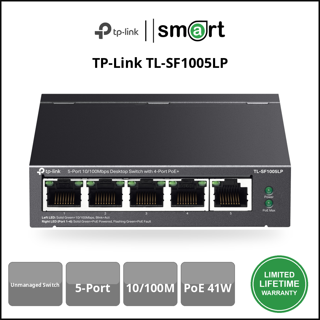 TP-Link TL-SF1005LP - 5Port 10/100M DesktopSW, 4Port PoE 41W