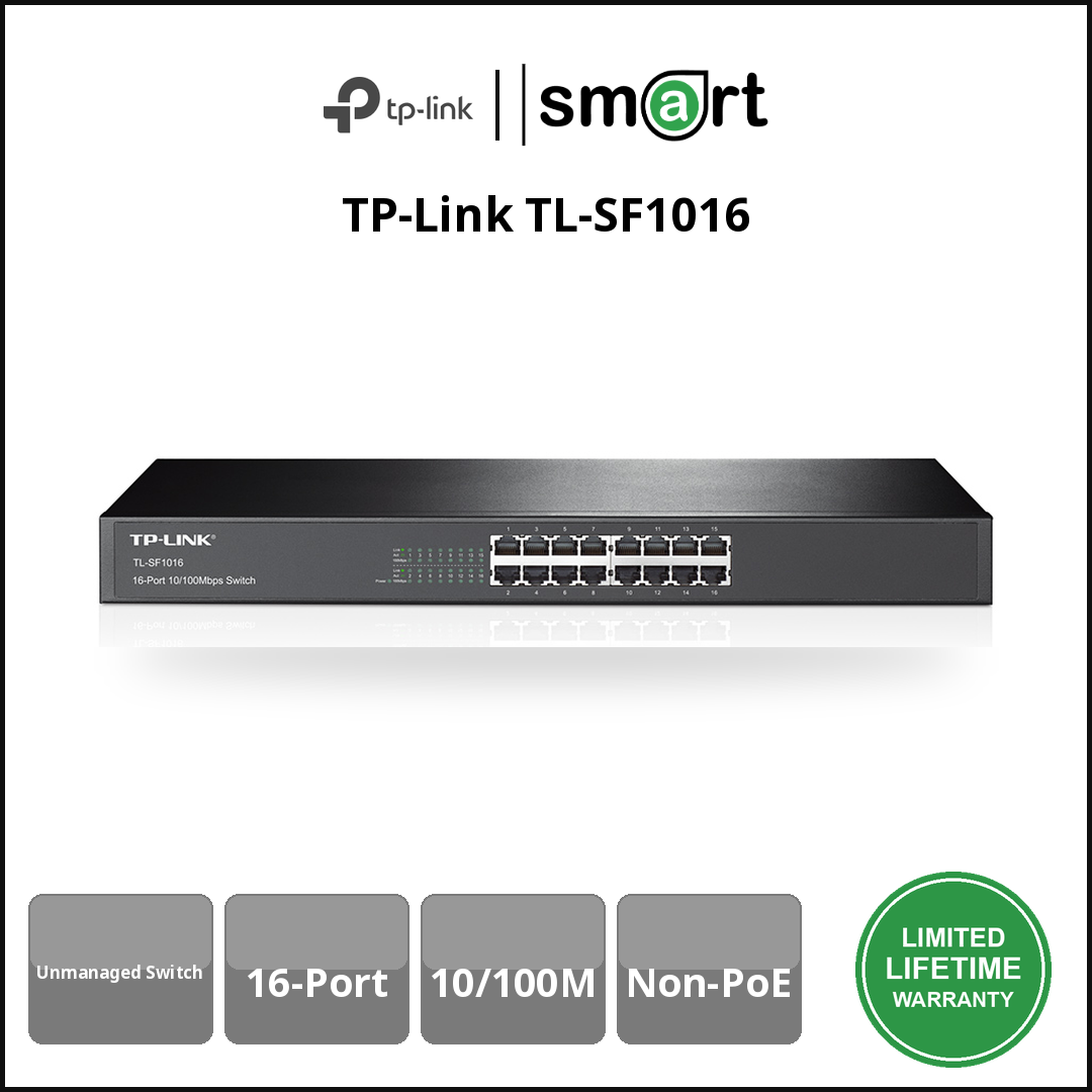 TP-Link TL-SF1016 - 16Port 10/100M 19" Unmanaged Switch