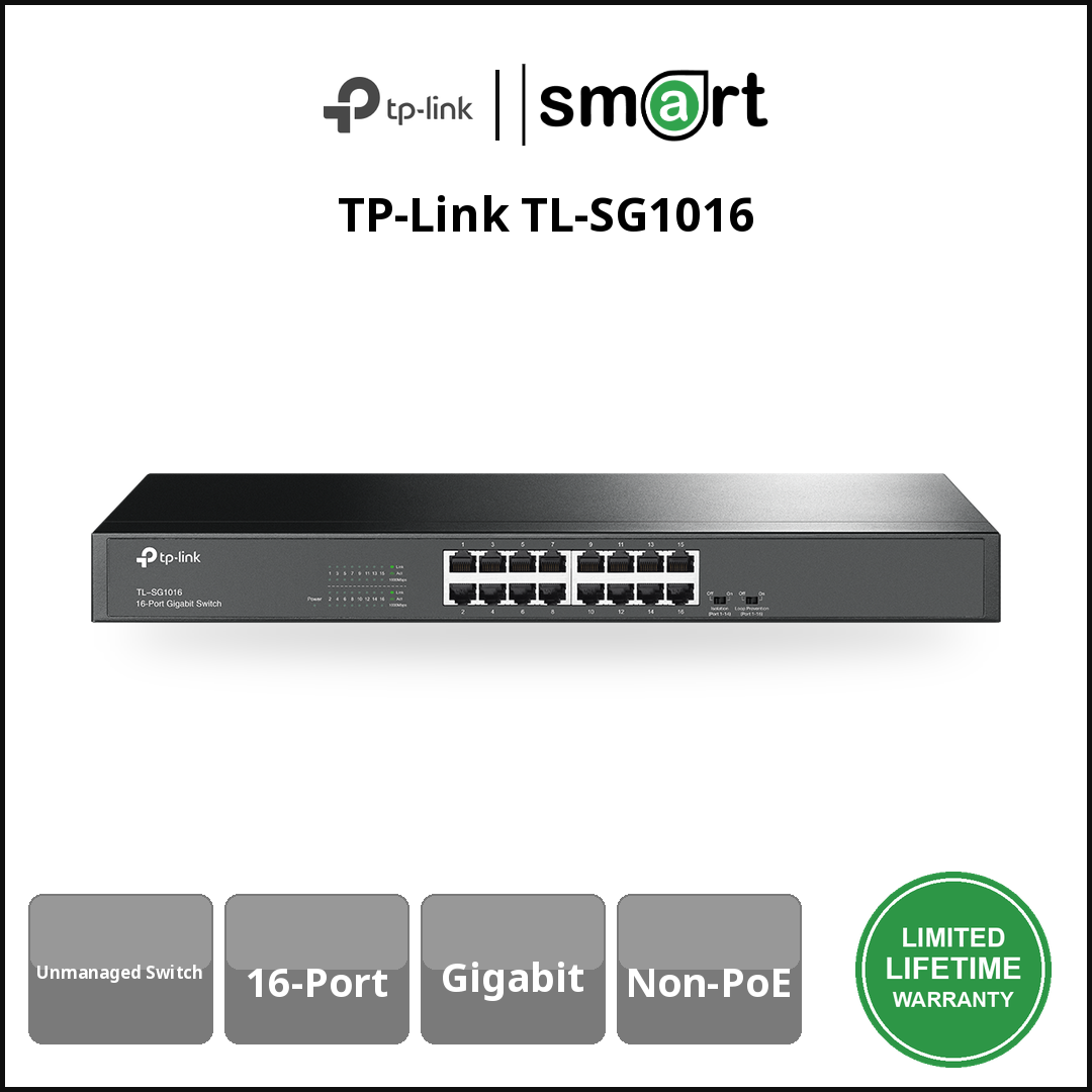 TP-Link TL-SG1016 - 16Port Gigabit 19" Unmanaged Switch