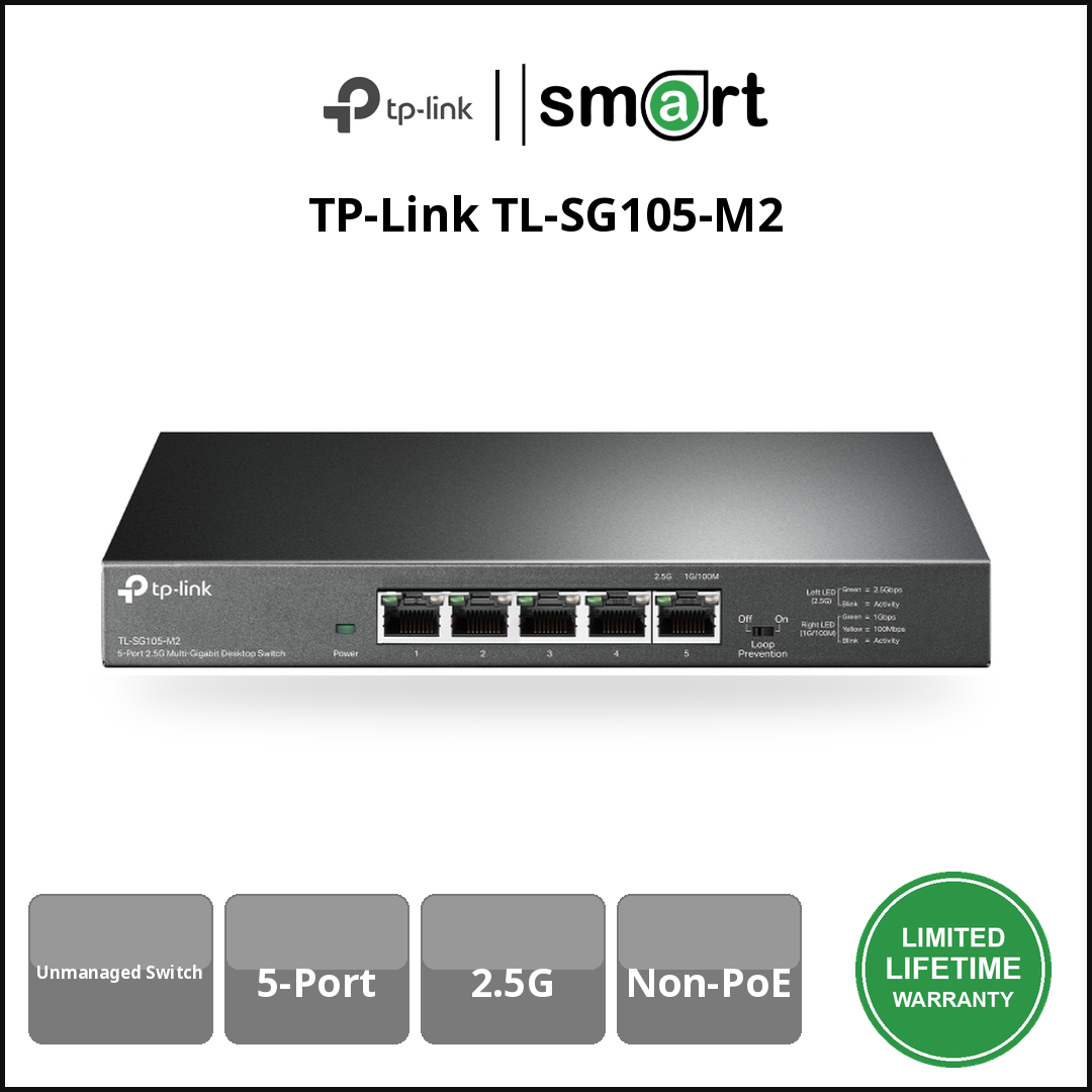 TP-Link TL-SG105-M2 - 5Port 2.5GMulti-G DesktopUnmanagedSwitch