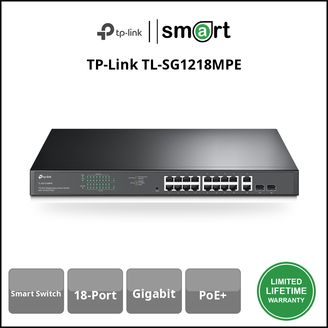 TP-Link TL-SG1218MPE - 18Port Gb EasySmartSwitch, 16Port PoE+
